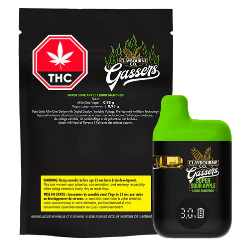 Claybourne Twi-Gassers Super Sour Apple Liquid Diamonds Disposable Vape 0.95g
